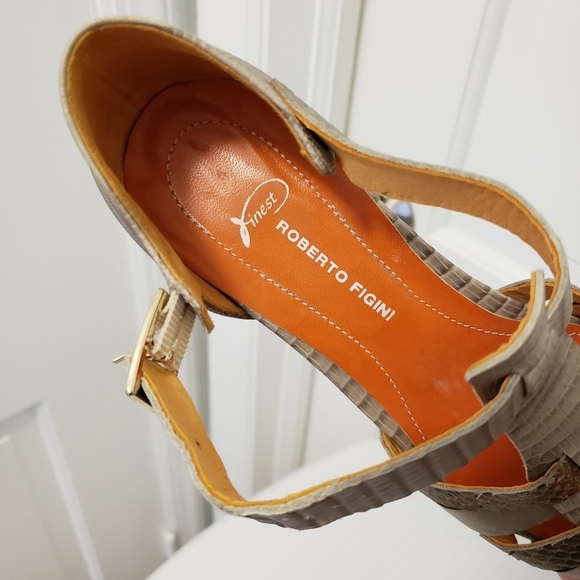 Roberto Figini Leather Open Toe Leather Buckle Close Size 37.5, Made In Italy - Picture 14 of 15